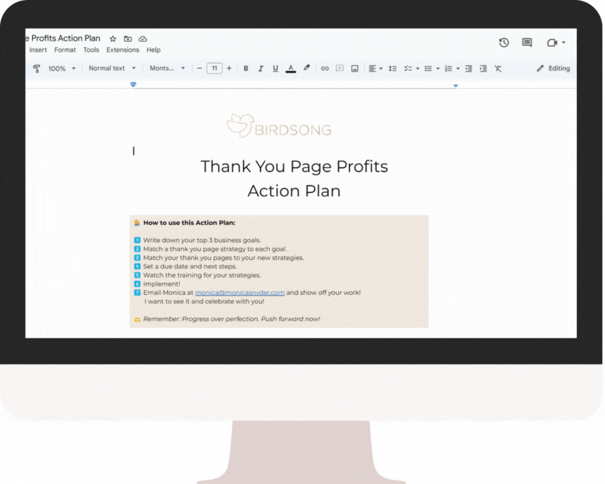 Thank You Page Profits Action Plan gif